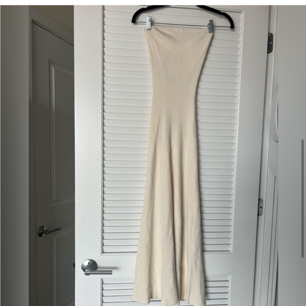 H&M knit Strapless Cream knit Dress - Picture 3 of 3